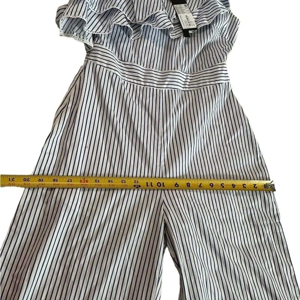 Lost Ink One Shoulder Wide Leg Jumpsuit in Stripe Size XS
